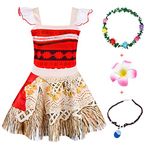 Jurebecia Kids Princess Dress Adventure Outfits Set for Girls Princess Dresses Strappy Child Clothes with necklace and Headbands flower hair clip Halloween Birthday Party 2-3 Years