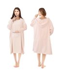 Changing Bath Robe, Cozy & Warm Towel Poncho Adult, Hooded Towel Adults with Big Pocket, Wearable Hoodie Towelling Changing Robe, Surf Changing Towel Beach Poncho for Swimming Surfing Women Pink