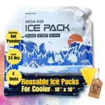 Frostvolt Reusable Ice Packs for Cooler and Lunch Boxes (MEGA Size x 4) Up to 24-48 Hours Freezer Packs | 10 x 10 Inch | Lunch Box and Cooler Long Lasting Ice Packs, Beach Trip Must Haves