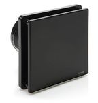 STERR Black Bathroom Fan 4 inches / 100 mm with HYGROSTAT - Extractor Fan - Glass Front - Modern Look - BFS100H-B - 10 W