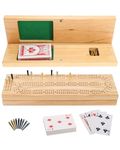 WE Games Solid Wood Cabinet Cribbage Set
