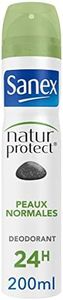 SANEX - Spray Déodorant Natur Protect Peaux Normales - Déodorant pour Homme et Femme à la Pierre d'Alun - Efficacité 24 h - Sans Alcool, Sans Colorants - 200 ml