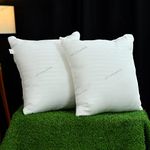 HFI Urban Arts Striped Fabric Luxury Cushion Fillers - Pack of 4 Pcs| 18 x 18 Inches| White | Conjugated Virgin Fiber Filling | Hotel Quality Linen