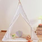 Kimdee Teepee Tent for Kids with Star Light & Mat Indoor Play Tent Playhouse