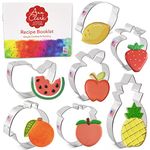 Fruit Basket Cookie Cutters 7-Pc. Set Made in The USA by Ann Clark, Lemon, Peach, Pineapple, Watermelon, Orange, Strawberry, Apple