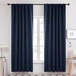 Deconovo Back Tab and Rod Pocket Blackout Curtains, Thermal Insulated Drapes Room Darkening Curtains for Living Room, 52x84 Inch, Navy Blue, 2 Panels