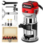 AVID POWER 6.5 Amp 1.25 HP Compact Router Tools for Woodworking, Fixed Base Wood Router with Trim Router Bits, 6 Variable Speeds, Edge Guide, Roller Guide and Dust Hood