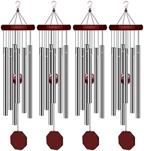 4 Pack Pgzsy Memorial Wind Chimes Outdoor Large Deep Tone, Outdoor Sympathy Wind-Chime Personalized with 6 Tuned Tubes, Elegant Chime for Garden Patio Balcony and Home