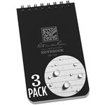 Rite in the Rain Weatherproof Wirebound Notebook, Black Cover, 3" x 5" (735-3)