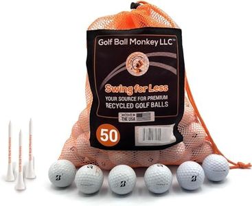 Golf Ball Monkey Cheap Recycled for Bridgestone Golf Balls White Used Golf Balls for Bridgestone e6, for Bridgestone e12, Tour BX and BRX Golf Balls & More w/ 15 Tees & Mesh Bag (50-3A/Good)