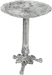 Sunnydaze Bird and Blossom Metal Bird Bath with UV-Resistant Finish - Cast Aluminum - Antique Gray - 13"