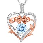 Lomantise Rose Heart Necklaces for Women, 930 Sterling Silver Birthstone Necklace Birthday Gifts for Wife, December Birthstone Jewelry Anniversary Jewelry Gifts for Her Girlfriend Mom Daughter