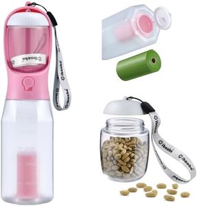 Cibaabo Dog Water Bottle with Food Container & Poop Bag Holder, Travel Water Bowl, Portable Pet Dispenser, Dog Stuff Accessories Items, Puppy Essentials Necessities for Yorkie Chihuahua Walking Hiking