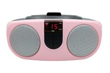 Sylvania SRCD243 Portable CD Player with AM/FM Radio, Boombox (Pink)