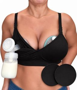 Supermom Silhouette with Removable Pads, Pumping Bra Hands Free, Adjustable Pumping & Nursing Bra for All Breast Pumps Black