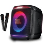 JBL PartyBox Encore 2 (with 2 Mics) - Portable Party Speaker with Two Digital Wireless Mics, 100W Powerful Sound, AI Sound Boost, Auracast-Enabled, Dynamic Light Show, and IPX4 Splash Proof - Black