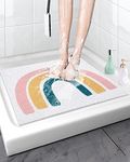 Shower Mat Non Slip: 60x60 cm Square Shower Mats with Drain Holes - Soft PVC Loofah Bathtub Mat for Kids and Elderly - Quick Drying Bath Matt for Shower Stall