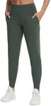 THE GYM PEOPLE Womens Joggers Pants with Pockets Athletic Leggings Tapered Lounge Pants for Workout, Yoga, Running, Training Deep Green