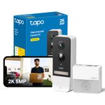 Tapo D230S1 2K 5MP Battery Video Doorbell Wireless, Security Camera Doorbell, Ring Chime Included, Color Night Vision, Head-to-Toe View, 6-Month Battery, IP64, Cloud &Local Storage, No Monthly Fee