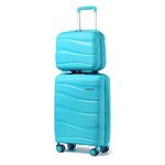 Kono Luggage Sets of 2 Piece Lightweight Polypropylene Suitcase with TSA Lock Spinner Wheels Travel Carry On Hand Cabin Luggage with Beauty Case