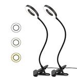 【 2-Pack】LED Clip Light, Desk Clamp Lamp 10 Dimmable Brightness 3 Light Modes Flexible Gooseneck Bedside Lamp for Reading, Painting, Craft, Sewing, Work…