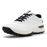 FitVille Men's Golf Shoes Extra Wide Fit Spiked Golf Shoes Comfortable Non Slip Outdoor Casual Sneakers Trainers White Black