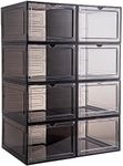 Attelite Upgrade Harder Solid Plastic Hat Organizer for Baseball Caps, 8 Pack Stackable Hat Storage Box, Hat Holder With Clear Magnetic Door, Hat Rack, Stylish Hat Display(XL-Black)