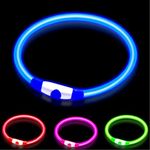 LED Dog Collar,Glow Light Collar for Dogs,Ultra Bright USB Rechargeable Cut to Fit Any Size - Rechargeable Battery - Increased Visibility & Safety For Your Pets(Blue)