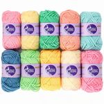 Asian Hobby Crafts Multicolor Wool Yarn Set for Knitting & Crochet, 10 Rolls x 12g Soft Woolen Yarn Thread, Beginner Friendly, DIY Crafts, Amigurumi, Hand Knitting, Crochet Projects, Embroidery, Toys, Garments, Flowers, Hobby Projects, Home Decor
