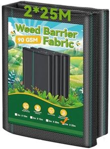 Domusensus 2m x 25m Heavy Duty Weed Control Membrane Garden 50㎡ Weed Control Barrier Fabric Landscape for Vegetable Garden, Garden, Water Permeable Fabric,Black Woven Ground Cover