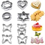 17 PCS Cookie Cutters, AFUNTA Star Butterfly Flower Heart Round Shaped Cookie Cutters Metal Biscuit Cutter, Fruit Cutters Shapes, Cookie Cutters Shapes for Baking