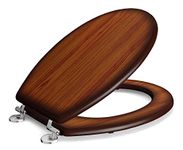 Adshank - Toilet Seat Cover with Non Soft Close hinges | Teakwood effect/finish | Model : AI 2016E 020 PBn | Suitable for 16½" Regular Oval Toilet/Commode pot.