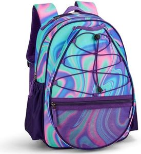 Choco Mocha Kids Tennis Bag for Girls, Kids Tennis Backpack Racket Bag, junior tennis bag 16 Inch, Teal Purple