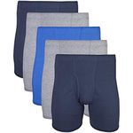 Gildan Men's Covered Waistband Boxer Brief 5 Pack, Mixed Royal, Large