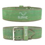 Slovic Gym Belt for Men and Women | Weight lifting Belt for Gym Workouts | Back Support for Weightlifting | Double Buckle deadlift belt for gym | Gym Accessories Waist Belt for exercise | Green - S