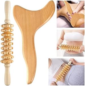 Machomby 2 Pcs Wooden Gua Sha Tools Lymphatic Drainage Tool, Wood Therapy Massage Tools Manual Gua Sha Tools Anti Cellulite Massage Tool for Gua Sha Massage, Maderotherapy, Body Sculpting