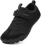 KUBUA Boys Girls Sneakers Kids Barefoot Shoes Comfortable Anti-Slip Walking Shoes for Indoor Outdoor Tennis Running Hiking Training All Black 11 Little Kid
