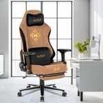 Dr Luxur Weavemonster Ergonomic Gaming Chair For Office Work at Home with Breathable Honeycombed Fabric, Magnetic Neck & Lumbar Pillow, Footrest, 4-D Armrest with 180 Degree Recline (Brown)