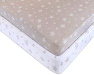 Ely�’s & Co. Crib Sheets, Baby Boy/Girl Fitted Crib Mattress Sheet Set, 2 Pack, 100% Jersey Knit Cotton, Infant and Toddler Nursery Bedding, Tan Drawn Star, 28” x 52”