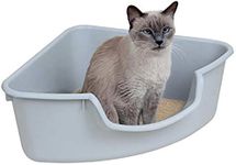 SmartCat 546000 Corner Litter Box Grey - cm (46 X 46 X 20),Gray