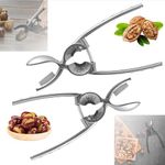 2-in-1 Nut Cracker Walnut, 2024 Upgrade Nutcracker Tool Heavy Duty Nut Crackers for All Nuts, Aluminum Alloy Nut Crackers for All Nuts Lobster or Crab Cracker Nut Cracker Set (Silver, 2pcs)