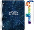 Global Datebooks Dated Middle School or High School Student Planner for Academic Year 2024-2025 includes Ruler/Bookmark and Planning Stickers (Block Style - 8.5"x11" - Galaxy)