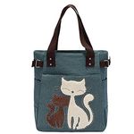 Cute Cat Women's Canvas Zipper Closure Handbag Shoulder Lunch Tote Bag Gifts