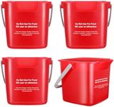 Yaomiao 4 Pcs Cleaning Bucket 3 Quart Small Sanitizing Square Bucket Detergent Pail with Measurements Spout and Handle for Home Commercial Use Restaurant Kitchen Office School (Red)