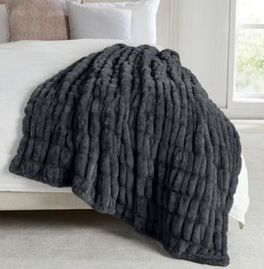 Springtree Home Luxury Micro Plush Throw Blanket | Thick Faux Fur | Black
