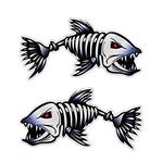 2Pcs Bonfish Sticker Bass Boat Carpet Fish Skull Decals Piranha Fish Sticker for Canoe Truck Rv 9.8"x5"