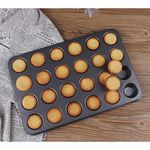 IVYLA Mini Muffin Pan Nonstick Mini Cupcake Pans 24 Cups Tin Steel Mold Cheesecake Pans Small Muffin Cup Tray For Baking Cookie Cake Home Oven Bakeware Mould (Black)