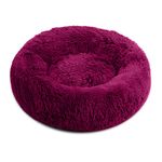Goofy Tails Donut Round Sleeping Dog Bed, Luxurious Snuggle Round Dog Beds, Premium, Fluffy Snuggle Pet Bed for Dog and Cat, (Large, Plum) (90cm x 90cm x 25cms/ 36in x 36in'x 10' Inch)