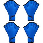 2 Pairs Swimming Gloves Aqua Fit Swim Training Gloves Neoprene Gloves Webbed Fitness Water Resistance Training Gloves for Swimming Diving with Wrist Strap (Blue, Large)