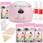 Home Waxing Kit, Ajoura Digital Wax Warmer Kit for Brazilian Bikini Coarse Hair Removal with 14oz Hard Wax Beads for Eyebrow, Legs, Armpit, Face, Pre & After Wax Spray